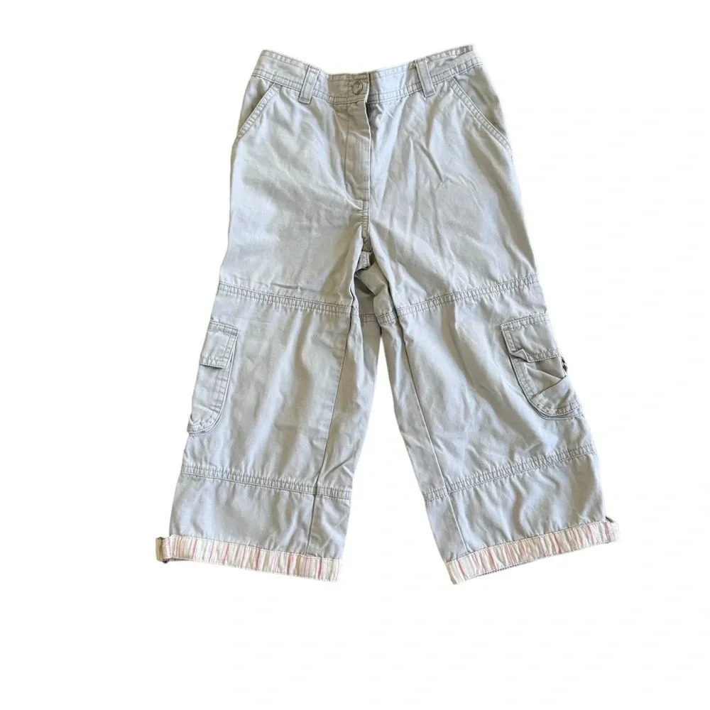 Y2K Gymboree Cargo Pants Beige Adjustable Waist Pockets Girls size 9